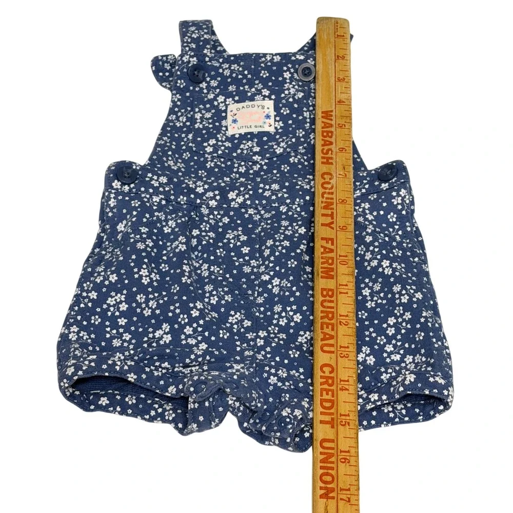 Carters Baby Girl Blue Floral Cotton Shortall Romper Overalls 12 Months
